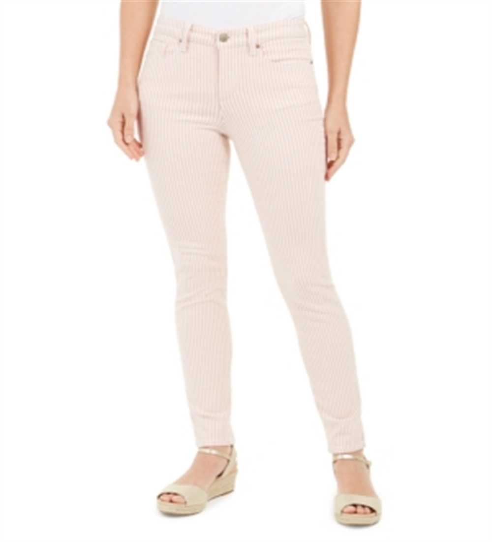 Calça jeans skinny feminina Charter Club com listras estampadas Bristol, rosa, tamanho 10