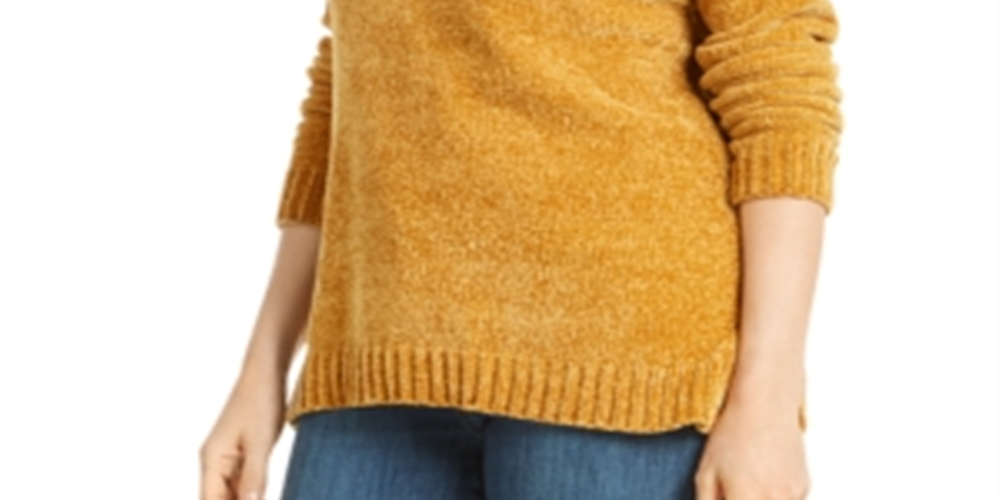 Karen Scott Suéter Feminino Gola V Chenille Amarelo Tamanho Pequeno XL