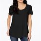 Camiseta feminina Maison Jules com decote redondo, preta, tamanho X-S