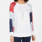 Moletom feminino patchwork estilo &amp; co, branco, tamanho PP