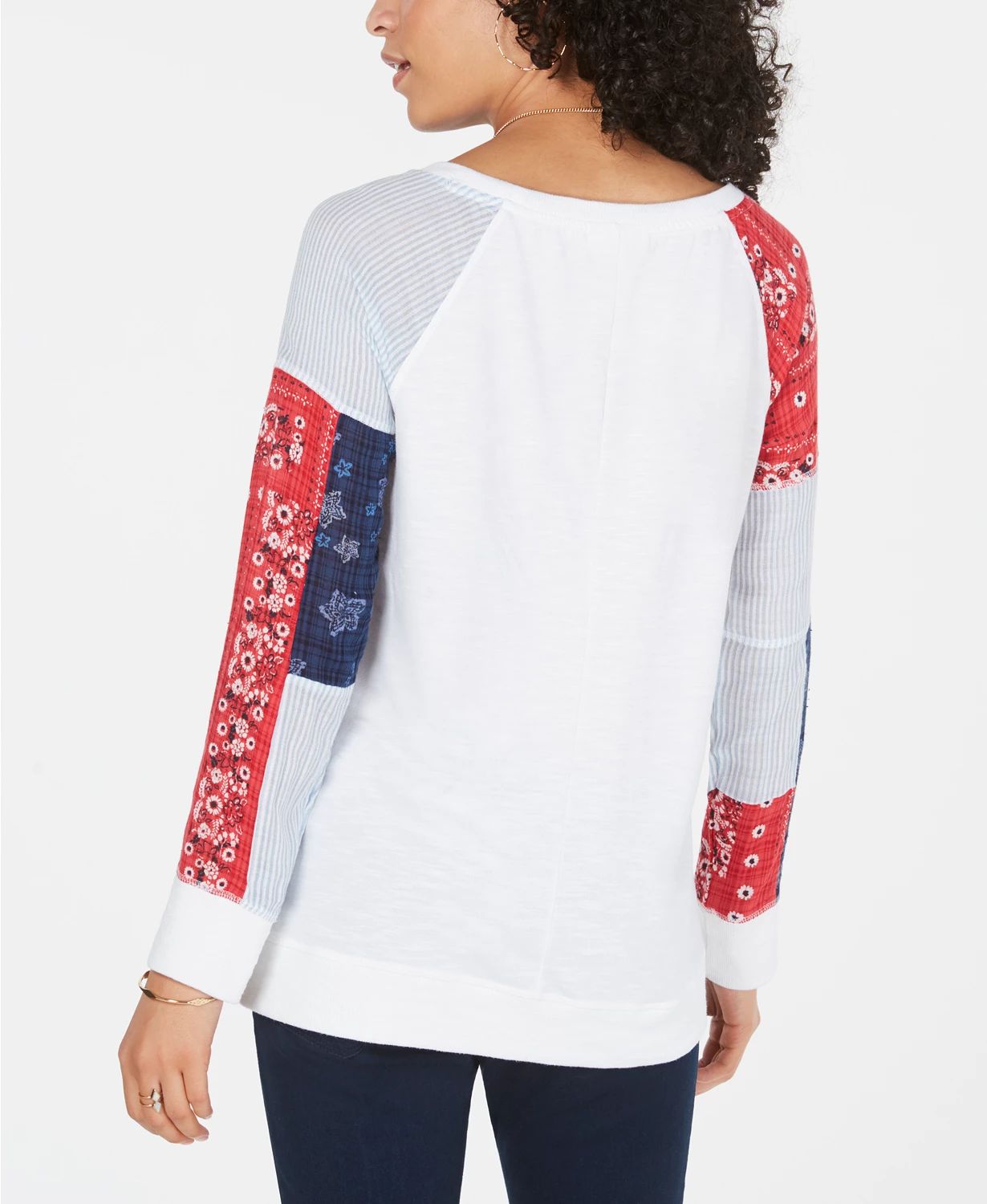 Moletom feminino patchwork estilo &amp; co, branco, tamanho PP