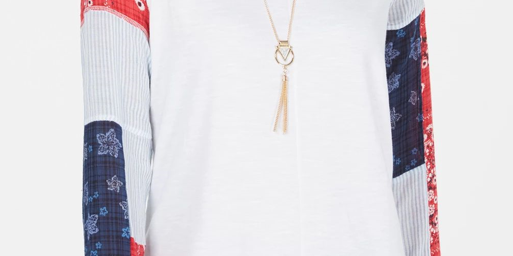 Moletom feminino patchwork estilo &amp; co, branco, tamanho PP