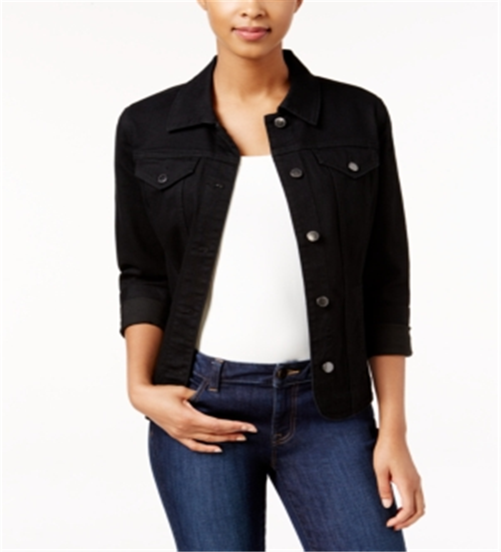 Jaqueta jeans feminina Charter Club preta tamanho pequeno