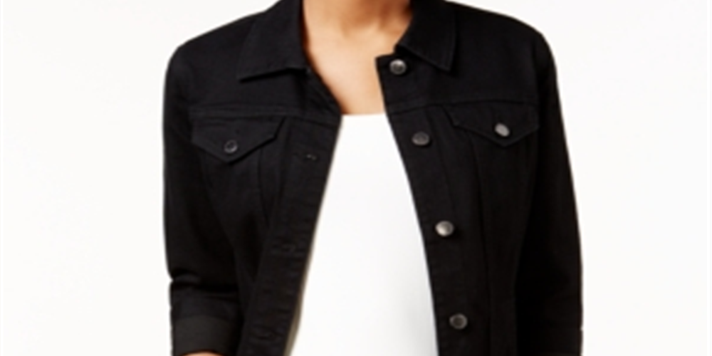 Jaqueta jeans feminina Charter Club preta tamanho pequeno