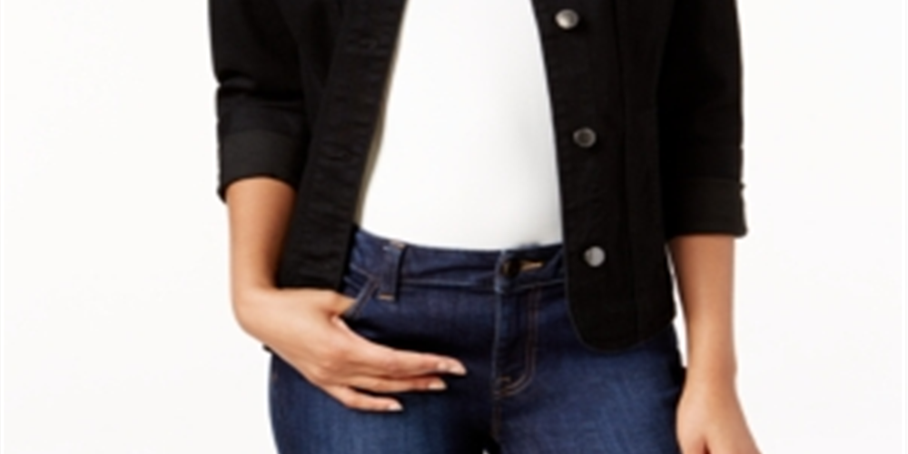 Jaqueta jeans feminina Charter Club preta tamanho pequeno