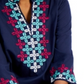 Camiseta feminina Charter Club de algodão bordada com manga 3/4, azul, tamanho pequeno