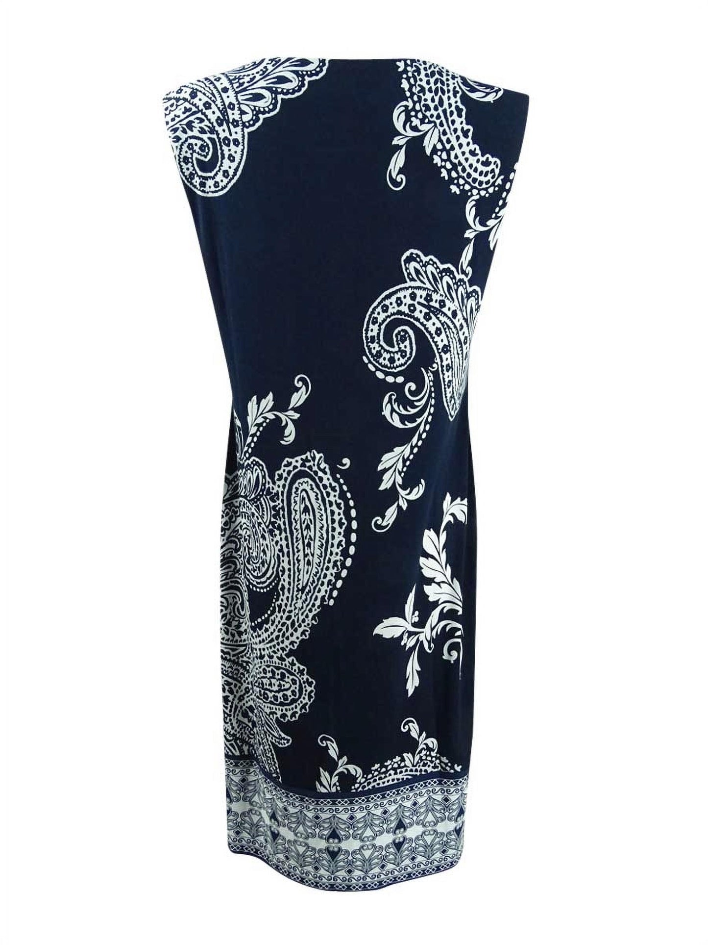 Vestido estampado Paisley feminino JM Collection azul tamanho pequeno