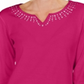 Karen Scott Top Feminino de Algodão com Tachas e Gola Dividida Rosa Tamanho XS