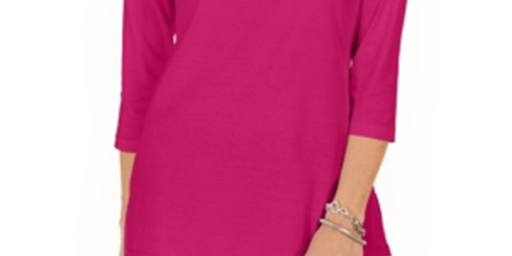 Karen Scott Top Feminino de Algodão com Tachas e Gola Dividida Rosa Tamanho XS
