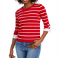 Suéter feminino listrado com acabamento em laço Maison Jules, vermelho, tamanho XXS