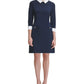 Vestido Tommy Hilfiger Feminino Manga Longa Gola Peter Pan Acima do Joelho Bainha para Usar no Trabalho Azul Tamanho 8