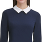 Vestido Tommy Hilfiger Feminino Manga Longa Gola Peter Pan Acima do Joelho Bainha para Usar no Trabalho Azul Tamanho 8