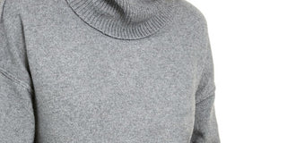 Suéter feminino Bar III de manga comprida e gola alta, cinza, tamanho XX-S