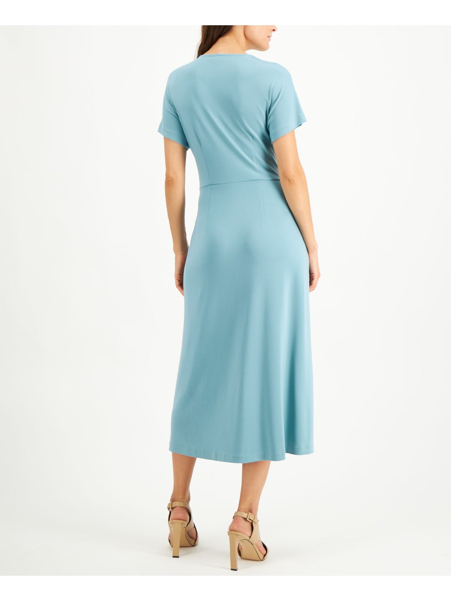 Vestido-camisa feminino Alfani com amarração frontal e decote em V, azul, tamanho grande