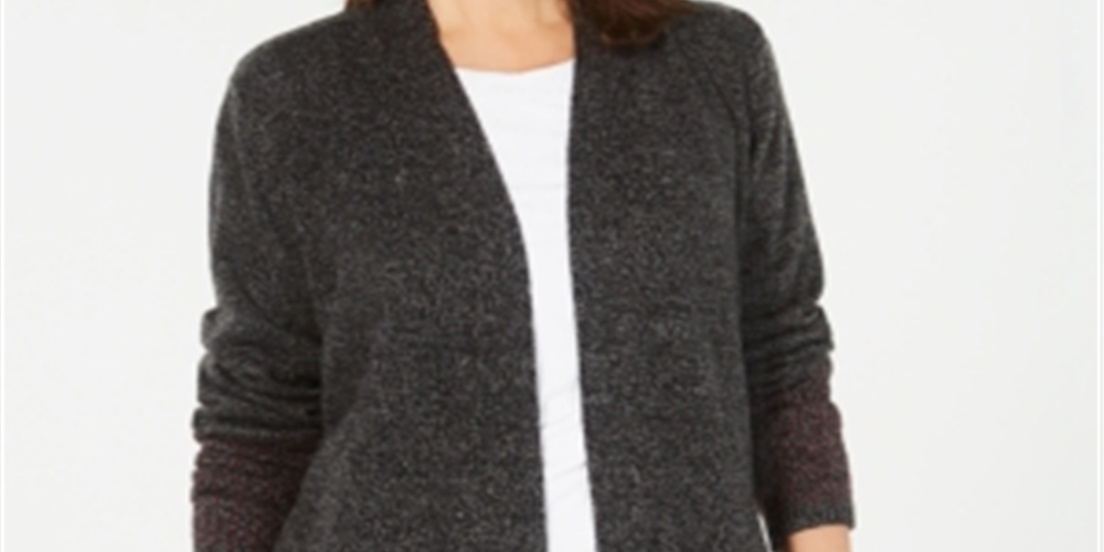 Karen Scott Cardigan Feminino Frente Aberta com Acabamento Contrastado Merlot Tamanho XS