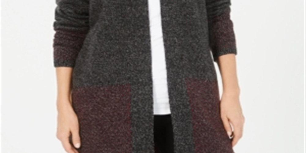 Karen Scott Cardigan Feminino Frente Aberta com Acabamento Contrastado Merlot Tamanho XS