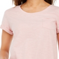 Camiseta feminina de algodão com gola redonda Style &amp; Co, rosa, tamanho extragrande
