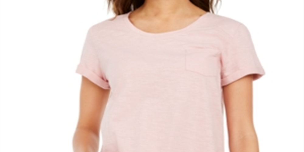 Camiseta feminina de algodão com gola redonda Style &amp; Co, rosa, tamanho extragrande