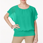 Blusa feminina com mangas bufantes JM Collection, verde, tamanho XX-G