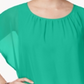 Blusa feminina com mangas bufantes JM Collection, verde, tamanho XX-G