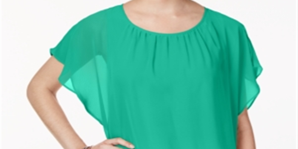 Blusa feminina com mangas bufantes JM Collection, verde, tamanho XX-G
