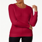Karen Scott Suéter feminino de tricô com gola redonda, vermelho, tamanho XX-G