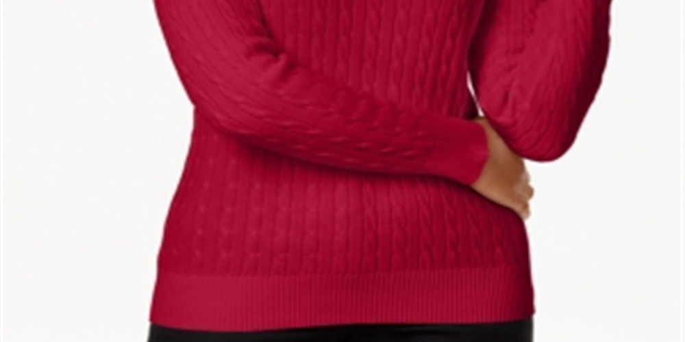 Karen Scott Suéter feminino de tricô com gola redonda, vermelho, tamanho XX-G