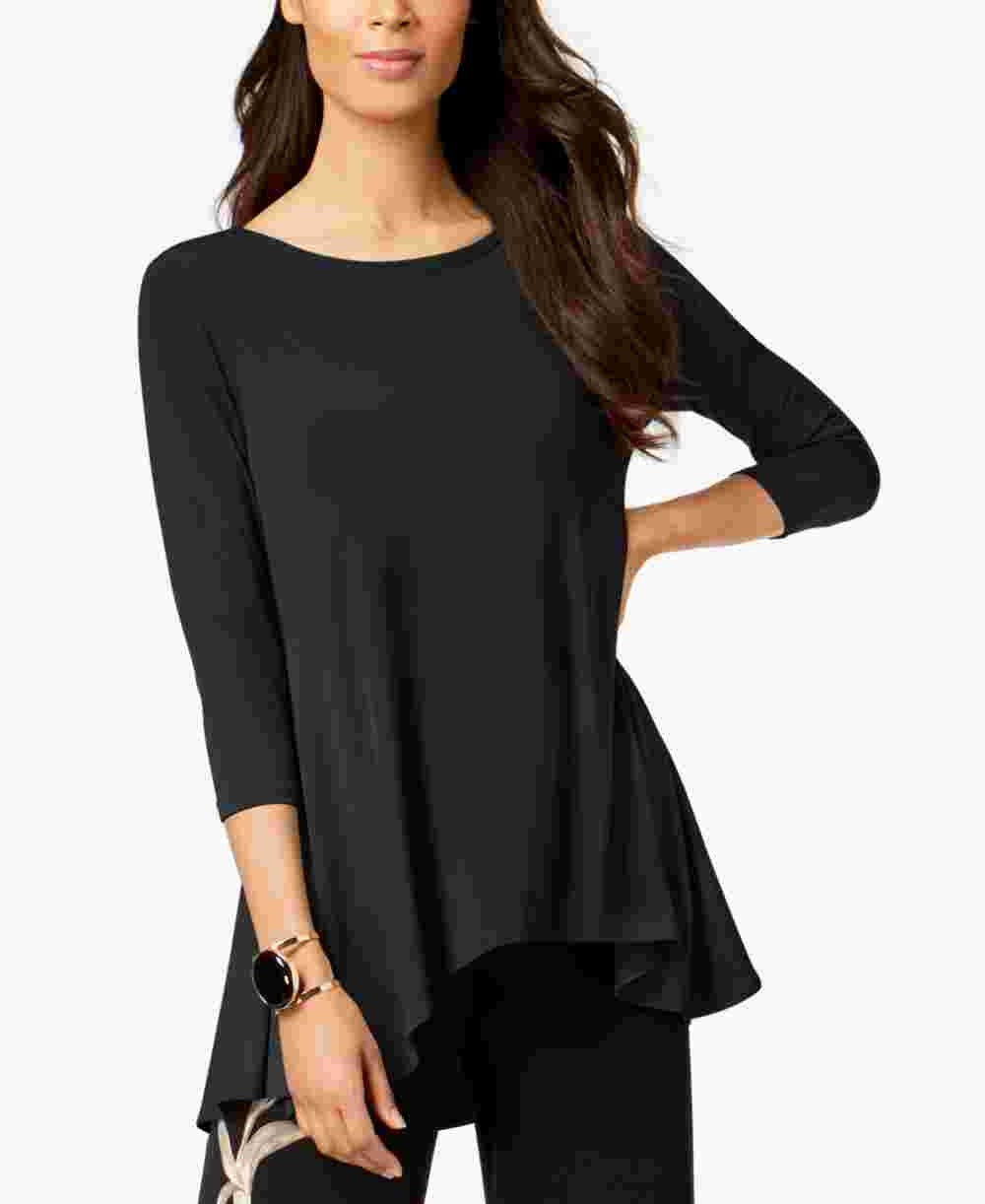 Blusa túnica feminina Alfani de malha alta e baixa, preta, tamanho XX-G