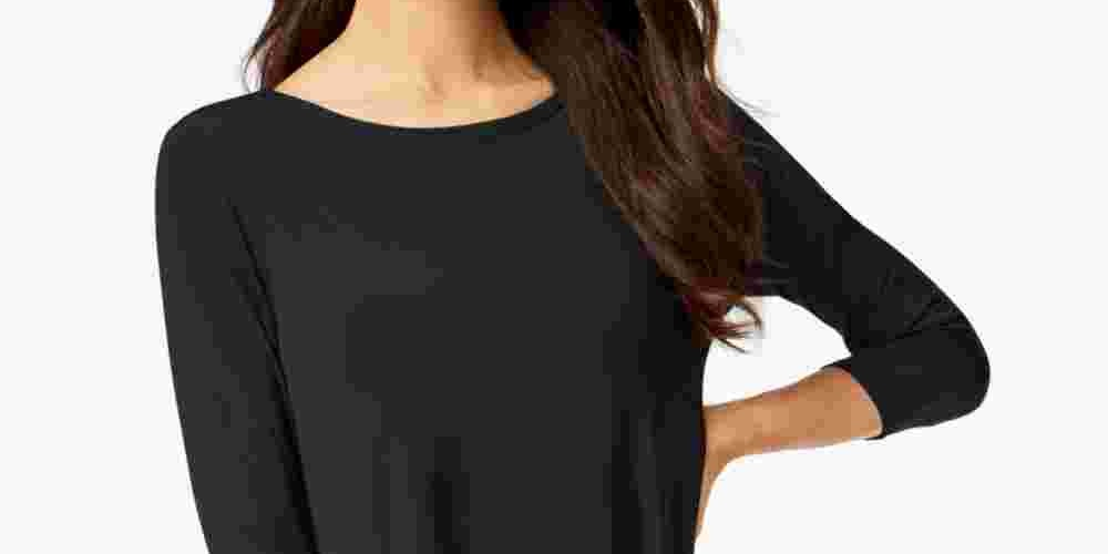 Blusa túnica feminina Alfani de malha alta e baixa, preta, tamanho XX-G