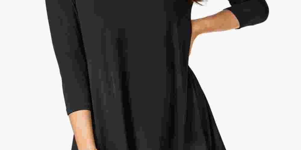 Blusa túnica feminina Alfani de malha alta e baixa, preta, tamanho XX-G