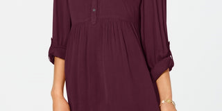 Camisa túnica babydoll feminina Style &amp; Co roxa tamanho PXL