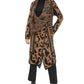 Calvin Klein Feminino Gola Asa Animal Print Manga Longa Aberta Cardigan Suéter Marrom Tamanho X-S