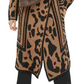 Calvin Klein Feminino Gola Asa Animal Print Manga Longa Aberta Cardigan Suéter Marrom Tamanho X-S