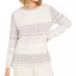 Suéter Feminino em Chenille Tingido com Estampa Espacial, Branco, Tamanho PXL
