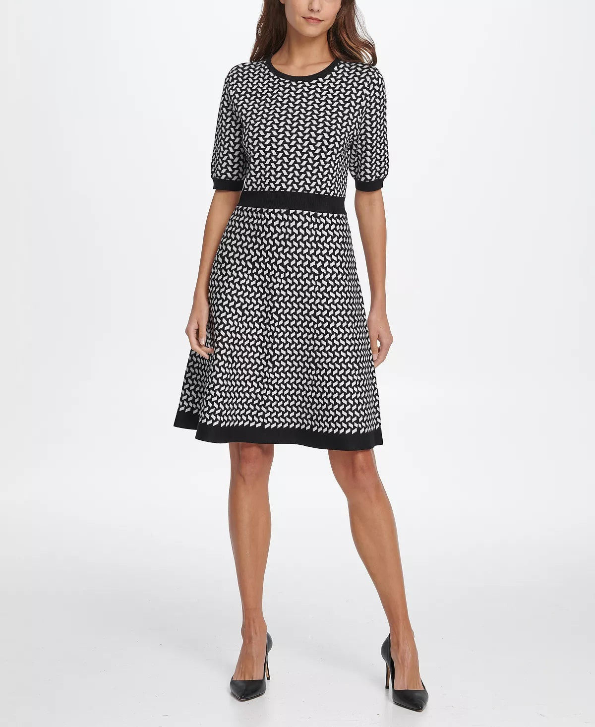 Vestido suéter DKNY Windowpane feminino cinza tamanho X-Large