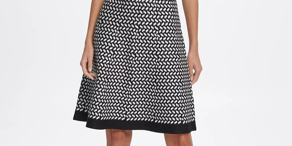 Vestido suéter DKNY Windowpane feminino cinza tamanho X-Large