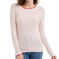 Suéter feminino Maison Jules com gola redonda canelada, rosa, tamanho pequeno