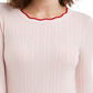 Suéter feminino Maison Jules com gola redonda canelada, rosa, tamanho pequeno