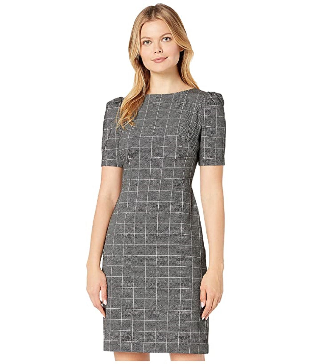 Vestido Ralph Lauren Feminino Preto Xadrez Pufe Gola Joia Acima Do Joelho Bainha Para Usar No Trabalho Tamanho 10