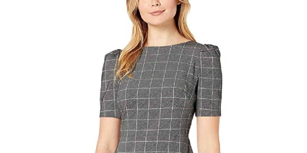 Vestido Ralph Lauren Feminino Preto Xadrez Pufe Gola Joia Acima Do Joelho Bainha Para Usar No Trabalho Tamanho 10
