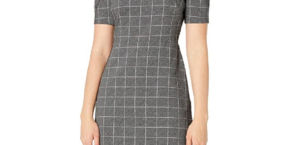 Vestido Ralph Lauren Feminino Preto Xadrez Pufe Gola Joia Acima Do Joelho Bainha Para Usar No Trabalho Tamanho 10