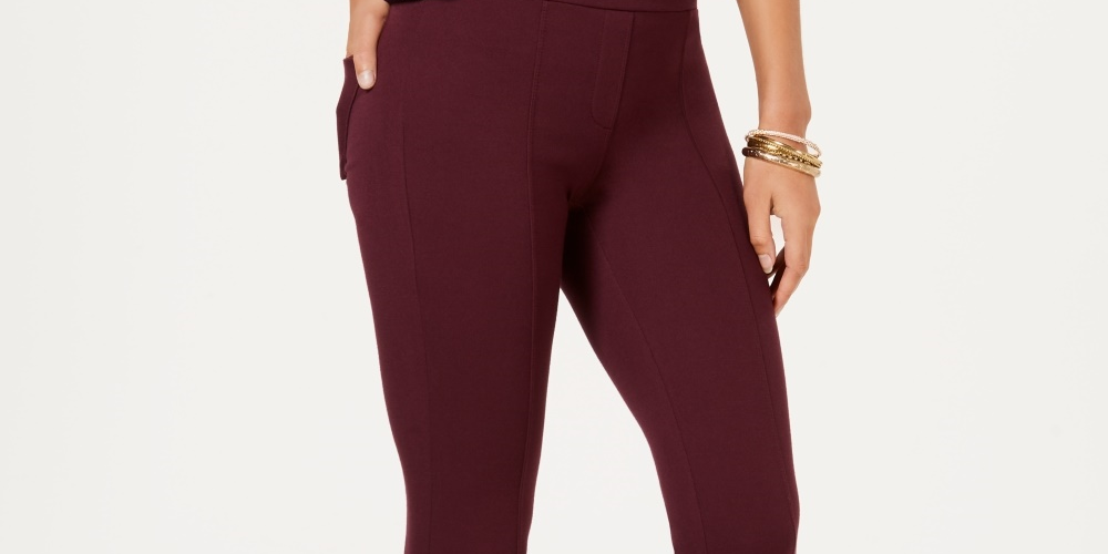 Calça skinny de malha SeaPonte feminina Style &amp; Co, roxa, tamanho PM