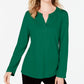Charter Club Top utilitário feminino de algodão com decote dividido, verde, tamanho XX-G