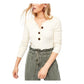 Suéter feminino Free People, manga comprida, gola V, branco, tamanho extragrande