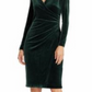 Vestido de festa Ralph Lauren feminino, manga comprida, franzido, decote em V, acima do joelho, tamanho 10, verde, pequeno