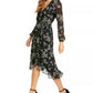 Vestido midi envelope com estampa floral feminino Q&amp;A, roxo, tamanho grande