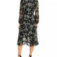 Vestido midi envelope com estampa floral feminino Q&amp;A, roxo, tamanho grande