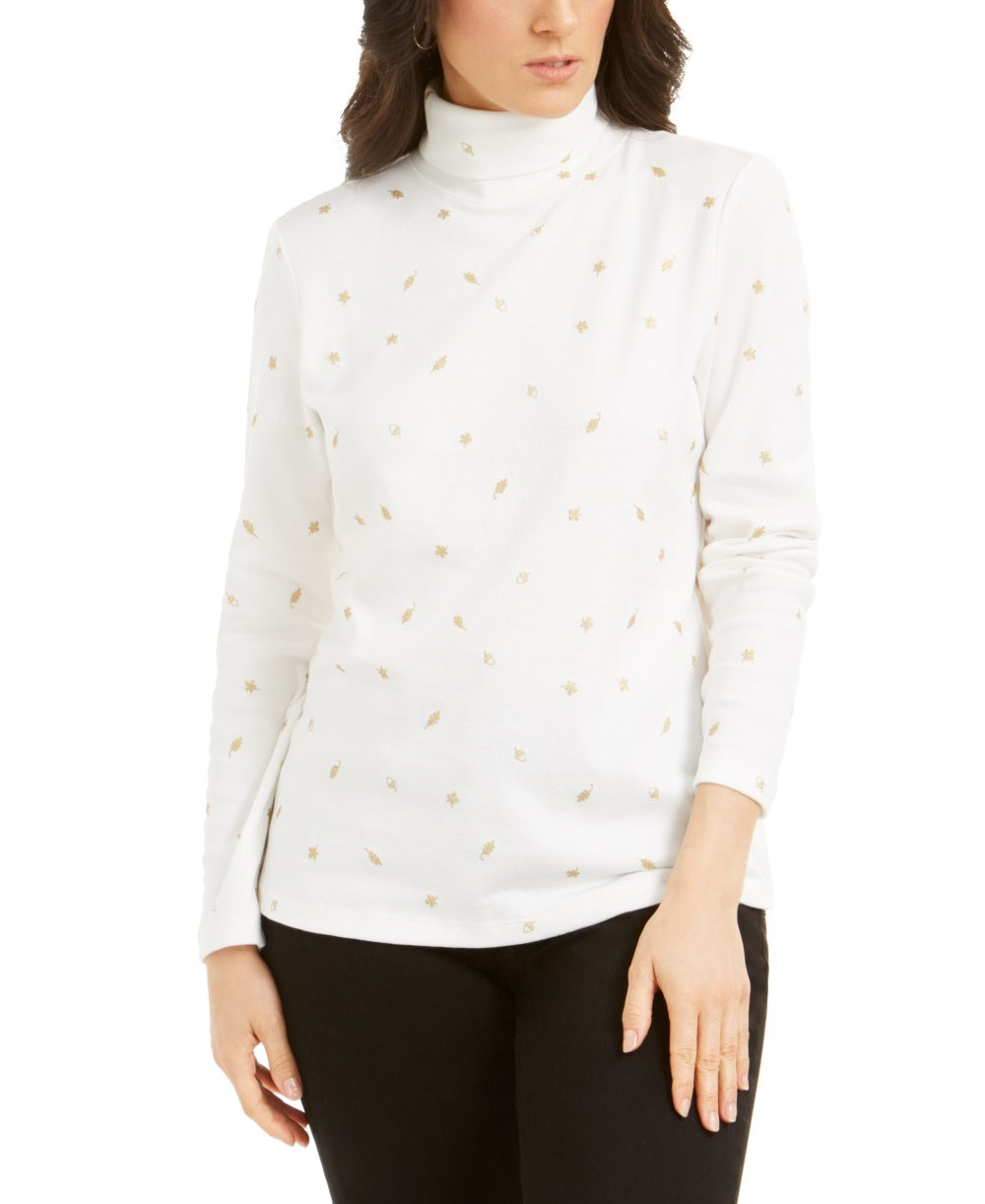 Karen Scott Feminino Outono Vento Gola Alta Branca Tamanho Médio