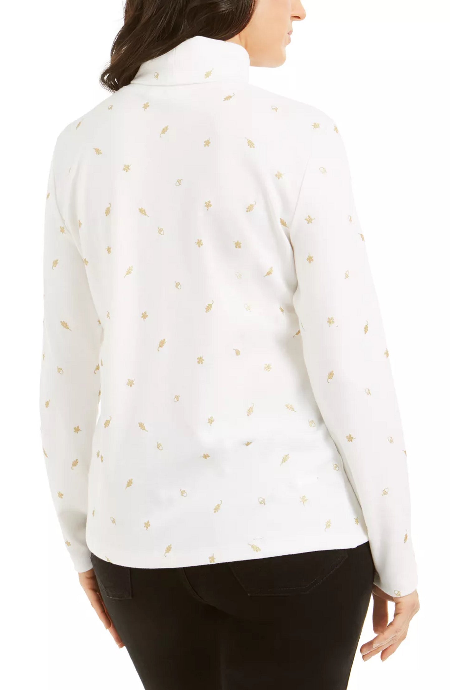 Karen Scott Feminino Outono Vento Gola Alta Branca Tamanho Médio