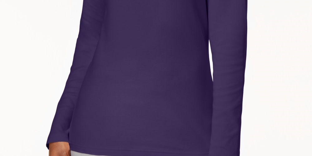 Blusa de gola alta feminina Karen Scott de algodão, roxa, tamanho pequeno